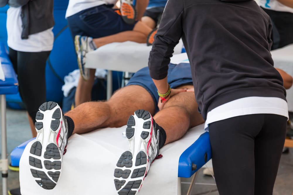 Accucare, leg massage, massaging a leg